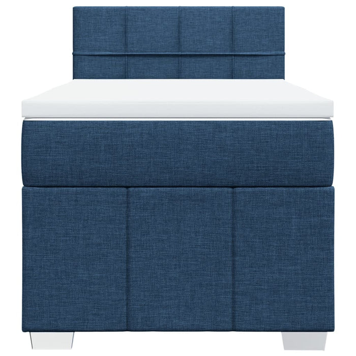 Pat box spring cu saltea, albastru, 90x200 cm, textil - WALTI WALTI