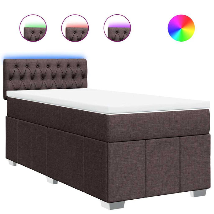 Pat box spring cu saltea, maro închis, 90x200 cm, textil - WALTI WALTI