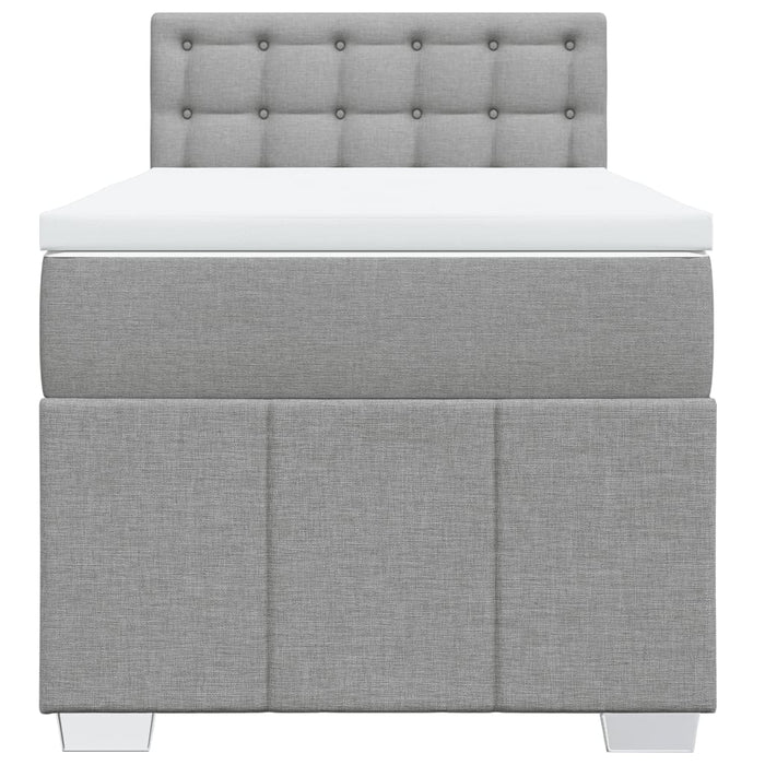 Pat box spring cu saltea, gri deschis, 90x200 cm, textil - WALTI WALTI