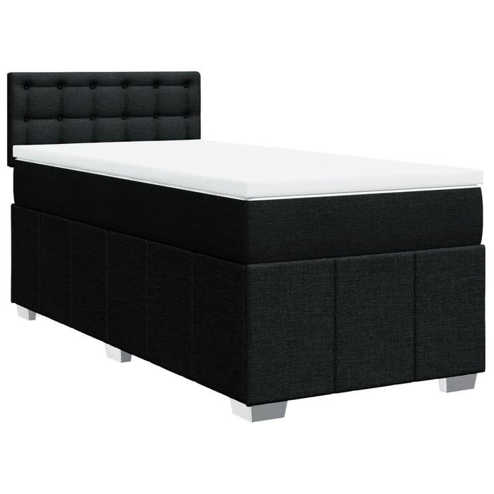 Pat box spring cu saltea, negru, 90x200 cm, textil - WALTI WALTI