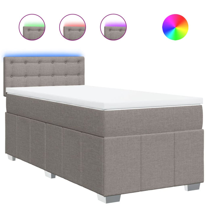 Pat box spring cu saltea, gri taupe, 90x200 cm, textil - WALTI WALTI