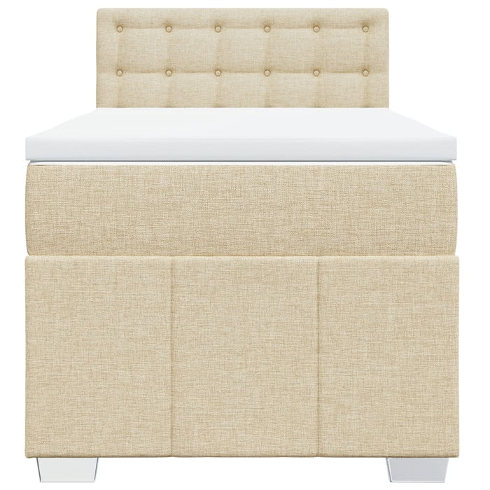 Pat box spring cu saltea, crem, 90x200 cm, textil - WALTI WALTI