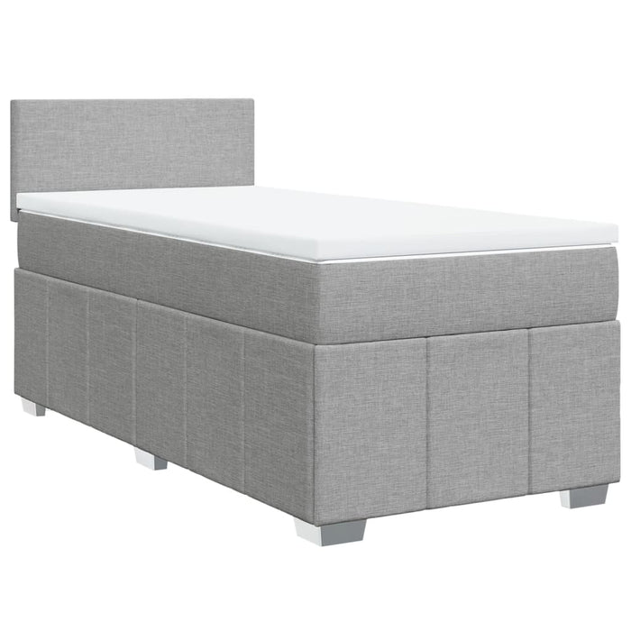 Pat box spring cu saltea, gri deschis, 100x200 cm, textil - WALTI WALTI