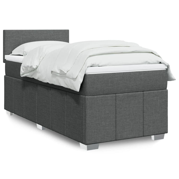 Pat box spring cu saltea, gri închis, 100x200 cm, textil - WALTI WALTI