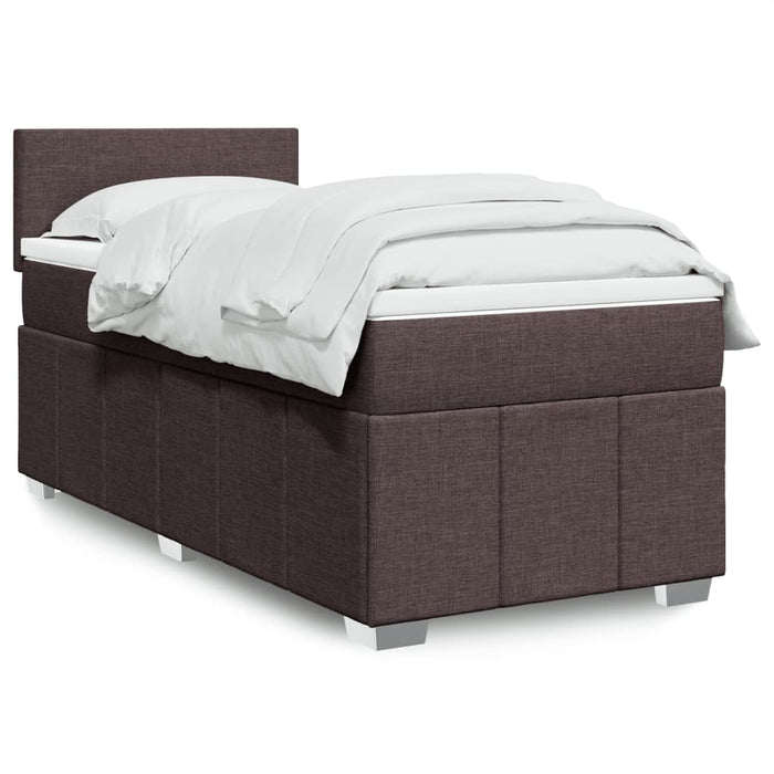 Pat box spring cu saltea, maro închis, 100x200 cm, textil - WALTI WALTI