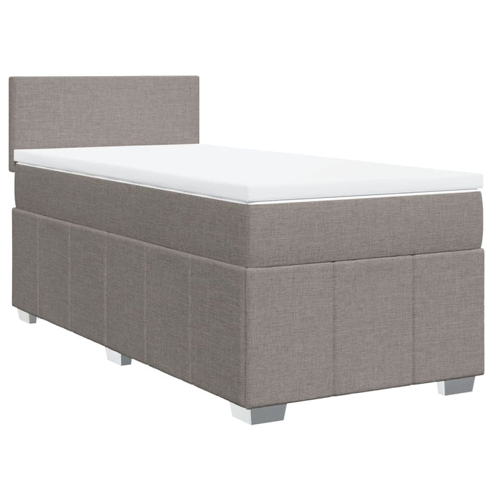 Pat box spring cu saltea, gri taupe, 100x200 cm, textil WALTI