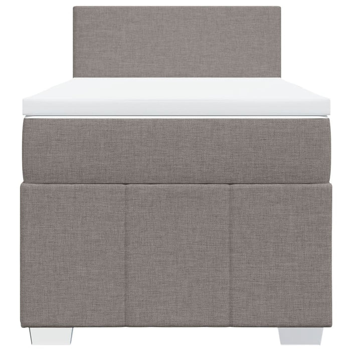 Pat box spring cu saltea, gri taupe, 100x200 cm, textil WALTI