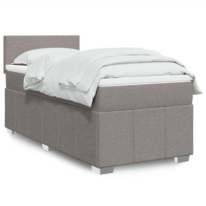 Pat box spring cu saltea, gri taupe, 100x200 cm, textil WALTI