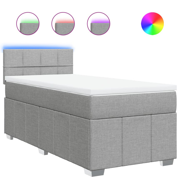 Pat box spring cu saltea, gri deschis, 100x200 cm, textil - WALTI WALTI