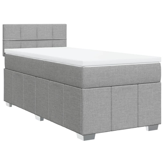 Pat box spring cu saltea, gri deschis, 100x200 cm, textil - WALTI WALTI
