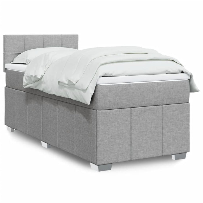 Pat box spring cu saltea, gri deschis, 100x200 cm, textil - WALTI WALTI
