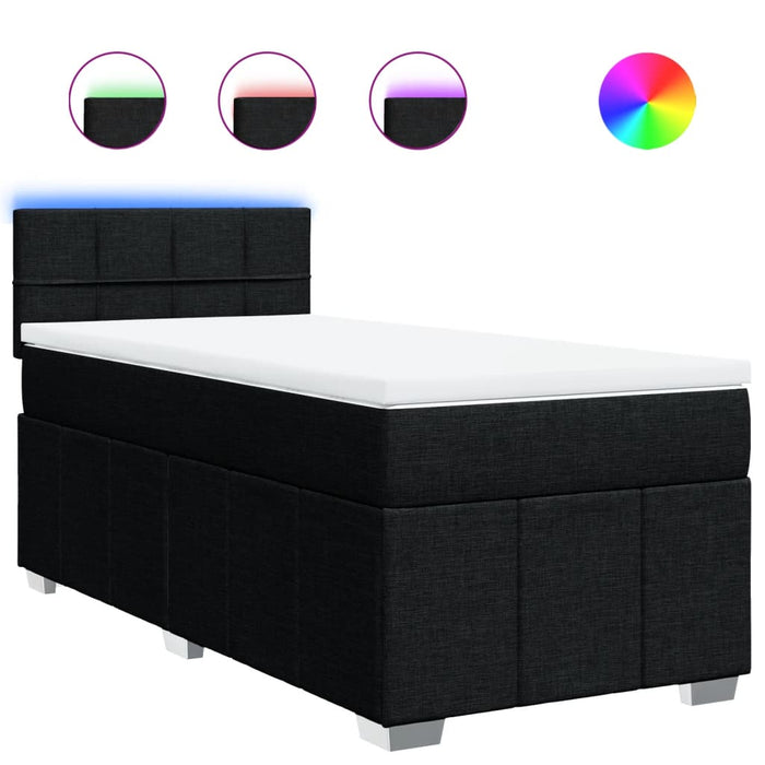 Pat box spring cu saltea, negru, 100x200 cm, textil - WALTI WALTI