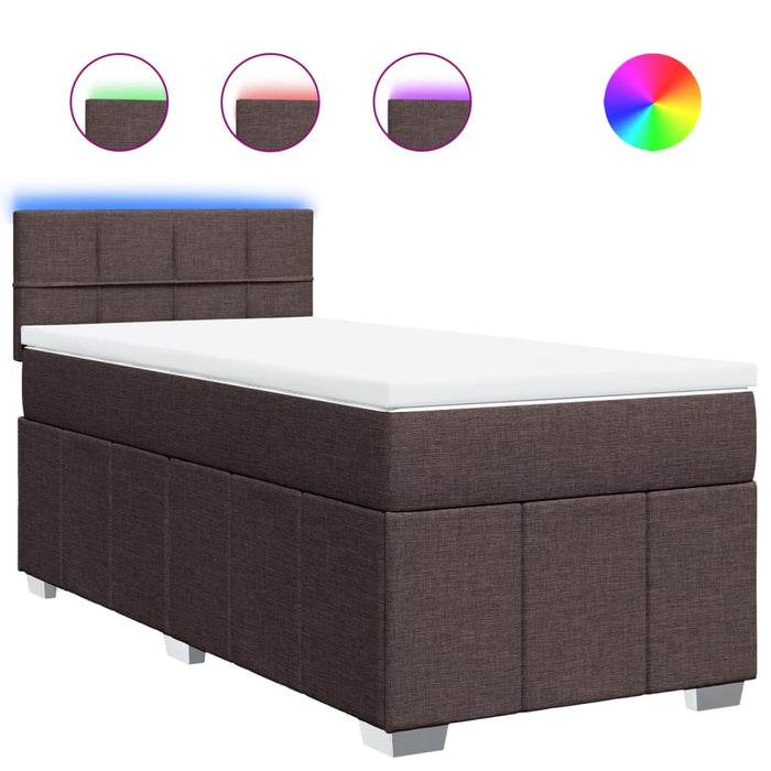 Pat box spring cu saltea, maro închis, 100x200 cm, textil WALTI