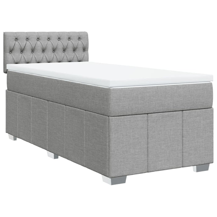 Pat box spring cu saltea, gri deschis, 100x200 cm, textil - WALTI WALTI
