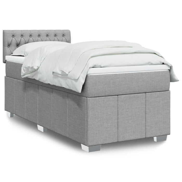 Pat box spring cu saltea, gri deschis, 100x200 cm, textil - WALTI WALTI