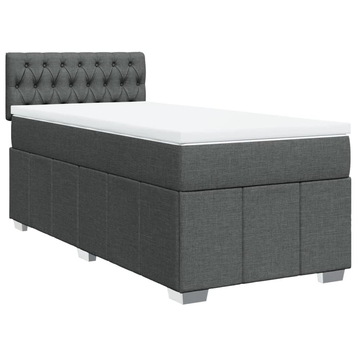 Pat box spring cu saltea, gri închis, 100x200 cm, textil - WALTI WALTI