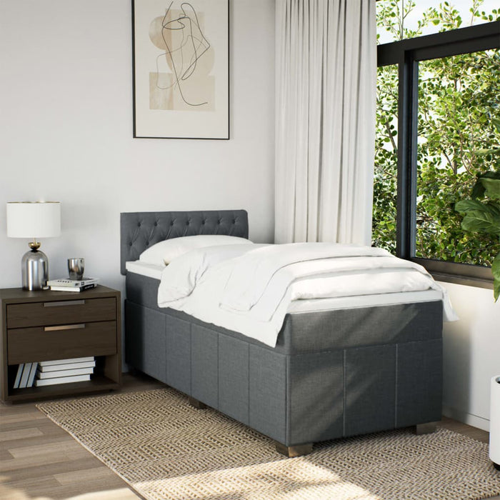 Pat box spring cu saltea, gri închis, 100x200 cm, textil - WALTI WALTI