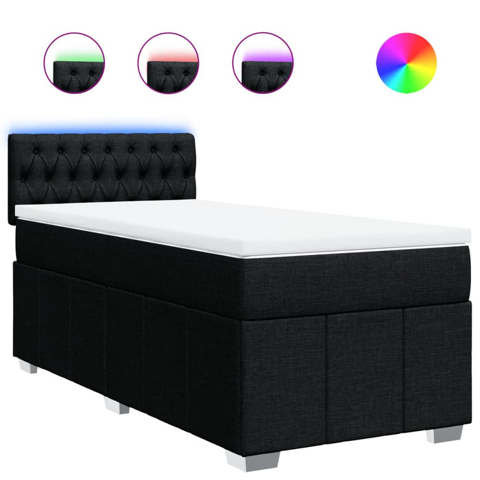 Pat box spring cu saltea, negru, 100x200 cm, textil - WALTI WALTI