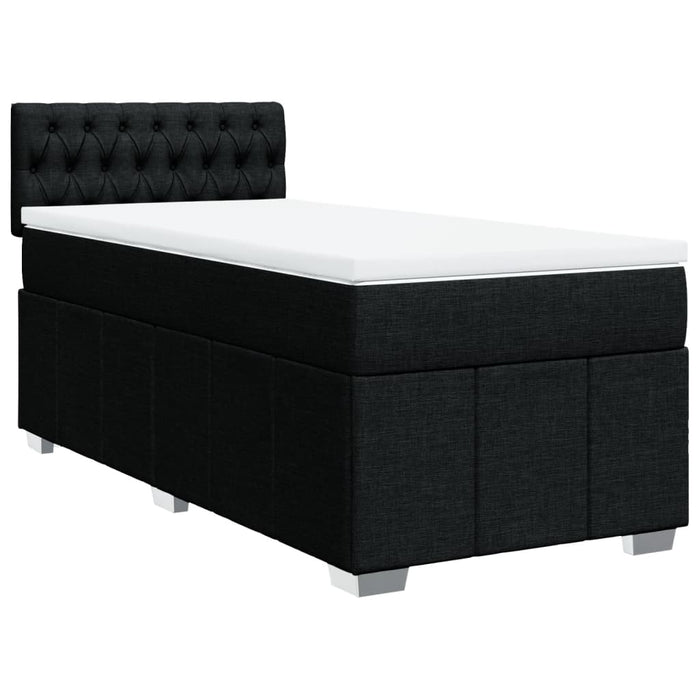 Pat box spring cu saltea, negru, 100x200 cm, textil - WALTI WALTI