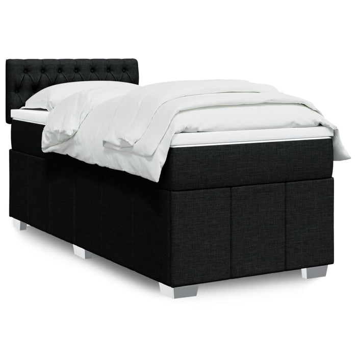 Pat box spring cu saltea, negru, 100x200 cm, textil - WALTI WALTI
