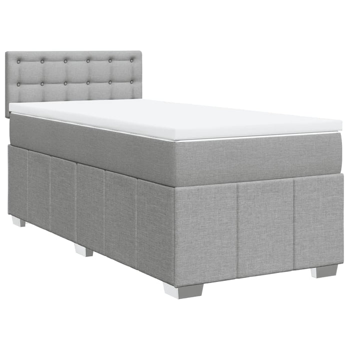 Pat box spring cu saltea, gri deschis, 100x200 cm, textil - WALTI WALTI