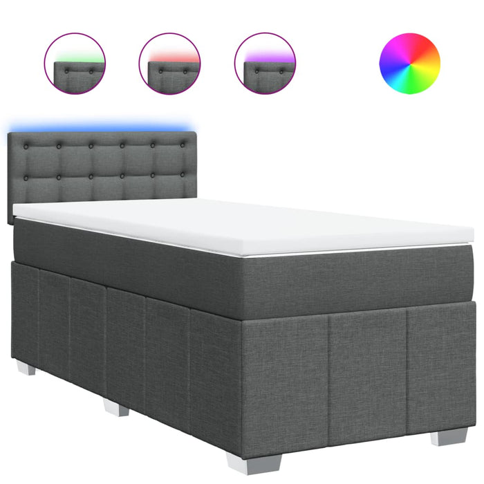 Pat box spring cu saltea, gri închis, 100x200 cm, textil - WALTI WALTI