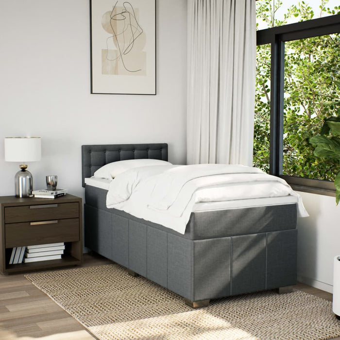 Pat box spring cu saltea, gri închis, 100x200 cm, textil - WALTI WALTI