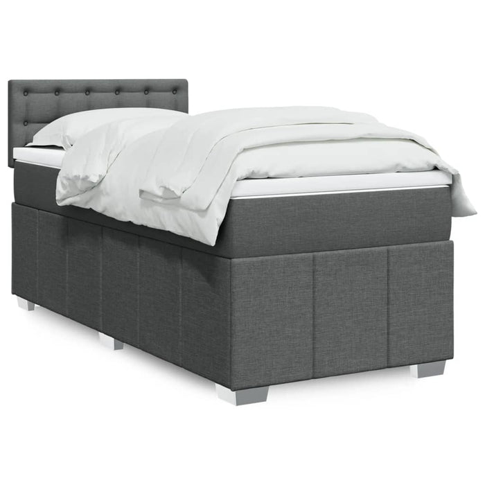 Pat box spring cu saltea, gri închis, 100x200 cm, textil - WALTI WALTI