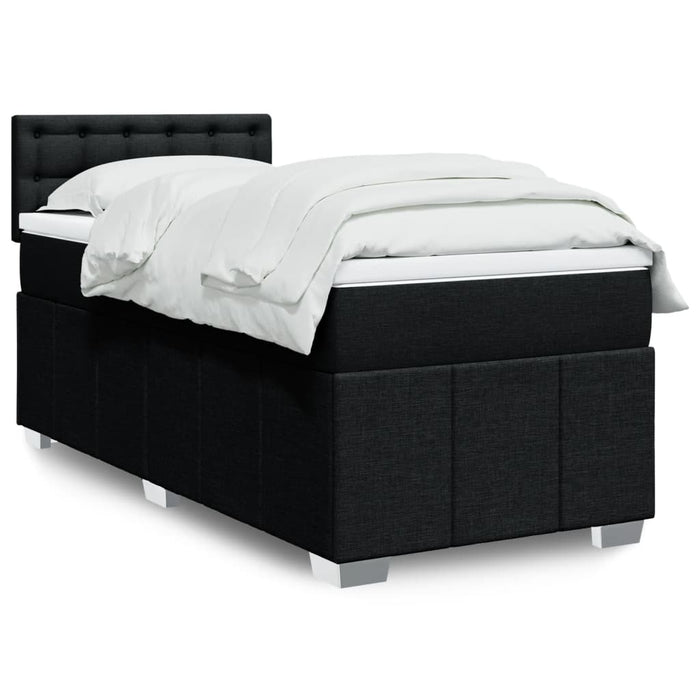 Pat box spring cu saltea, negru, 100x200 cm, textil - WALTI WALTI