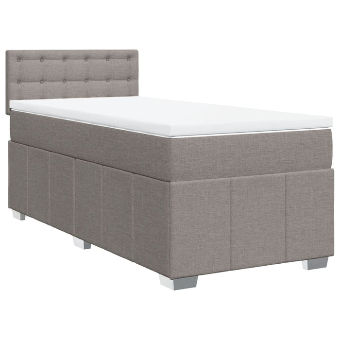 Pat box spring cu saltea, gri taupe, 100x200 cm, textil - WALTI WALTI