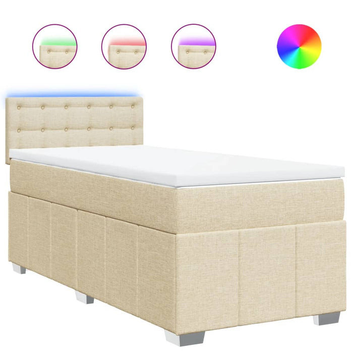Pat box spring cu saltea, crem, 100x200 cm, textil - WALTI WALTI