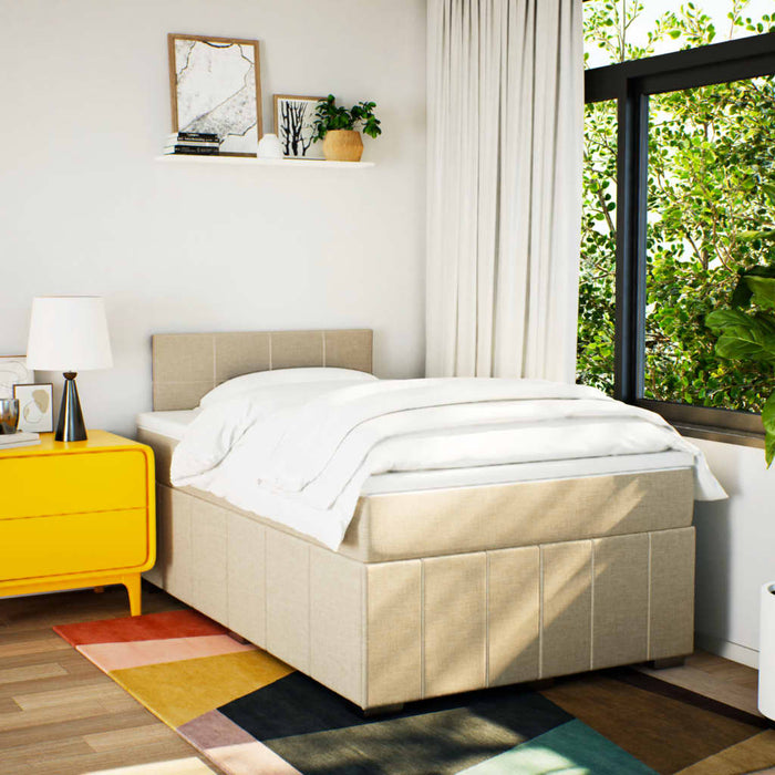 Pat continental cu saltea, crem, 120x190 cm, textil - WALTI WALTI