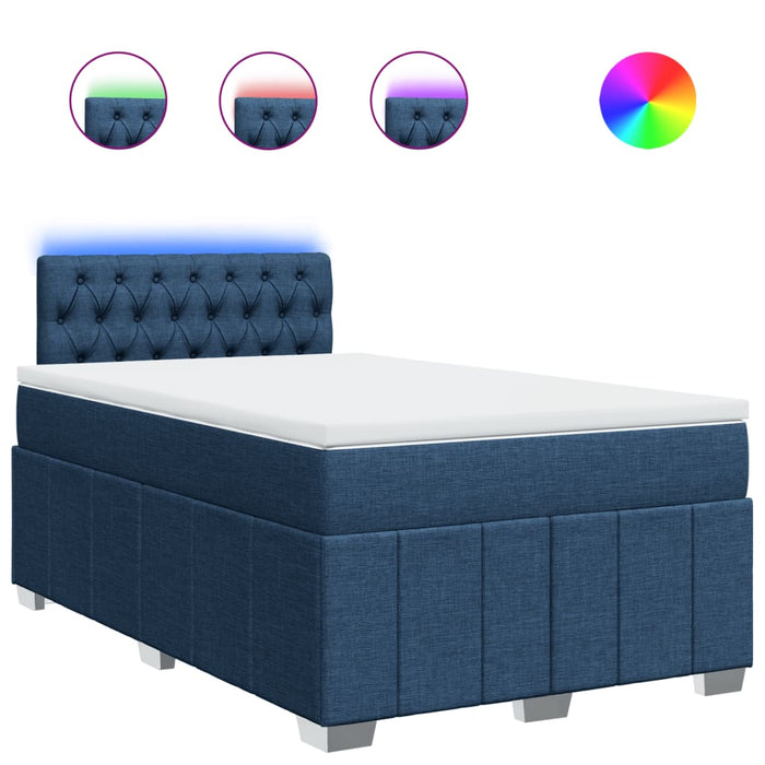 Pat box spring cu saltea, albastru, 120x190 cm, material textil - WALTI WALTI