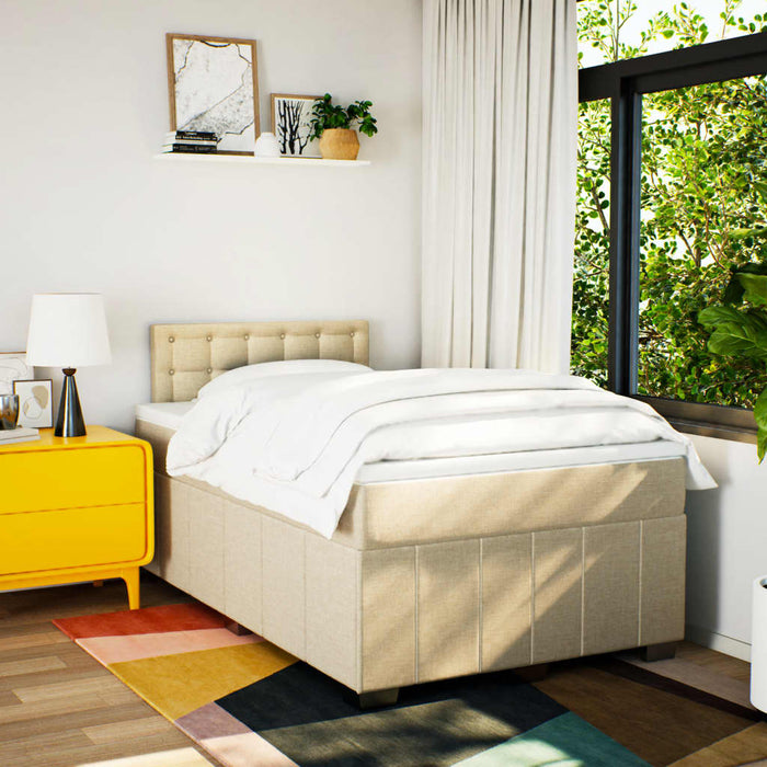 Pat continental cu saltea, crem, 120x190 cm, textil - WALTI WALTI