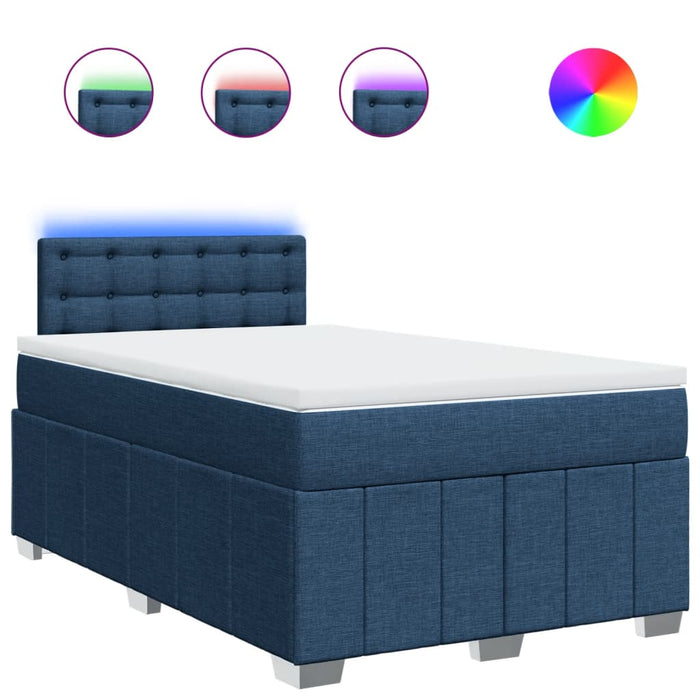 Pat box spring cu saltea, albastru, 120x190 cm, material textil - WALTI WALTI