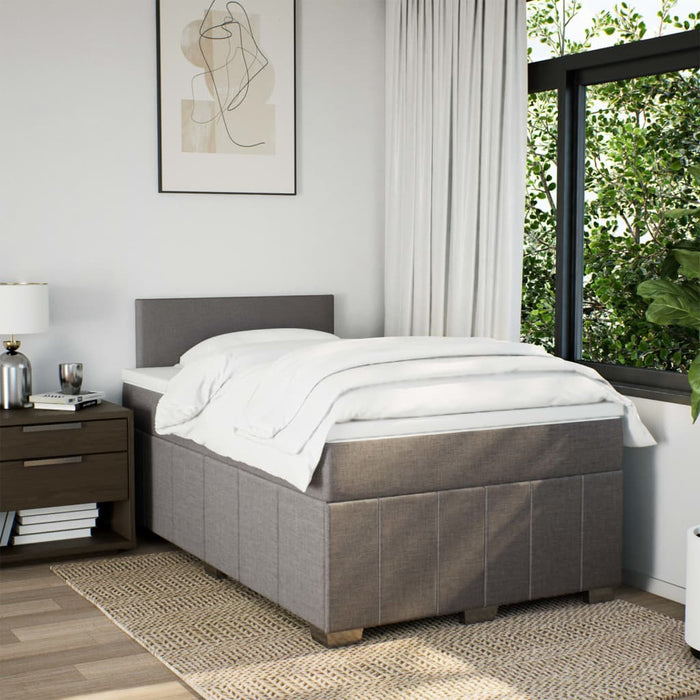 Pat box spring cu saltea, gri taupe, 120x200 cm, textil - WALTI WALTI