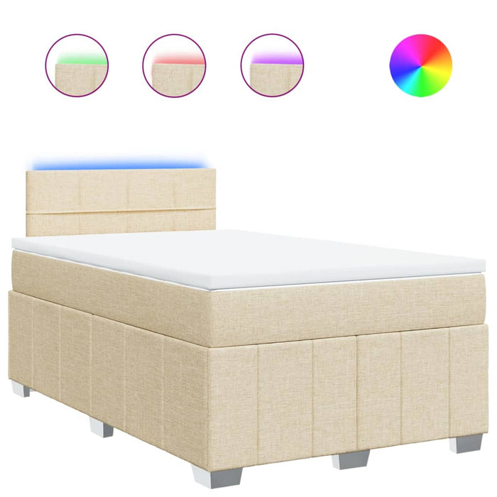 Pat box spring cu saltea, crem, 120x200 cm, textil - WALTI WALTI