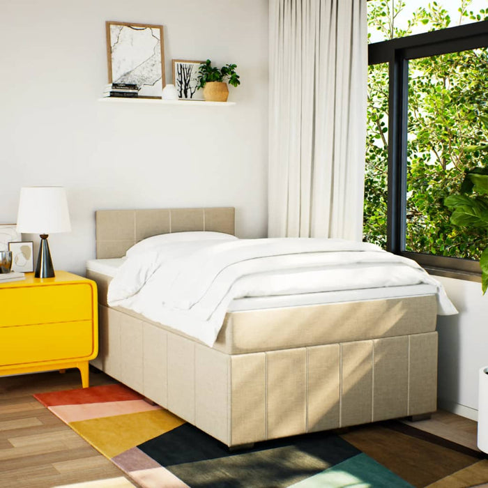 Pat box spring cu saltea, crem, 120x200 cm, textil - WALTI WALTI