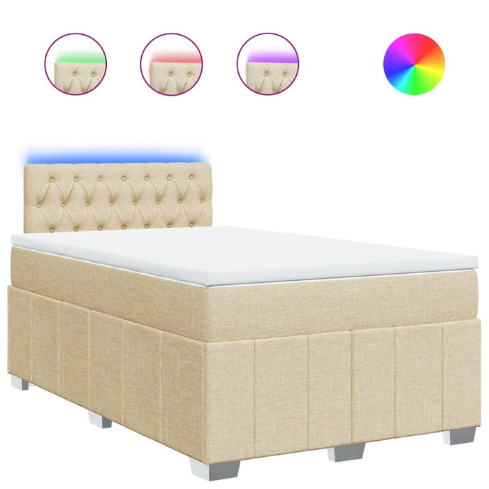 Pat box spring cu saltea, crem, 120x200 cm, textil - WALTI WALTI