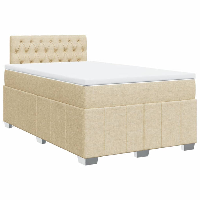 Pat box spring cu saltea, crem, 120x200 cm, textil - WALTI WALTI