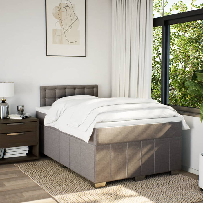Pat box spring cu saltea, gri taupe, 120x200 cm, textil - WALTI WALTI