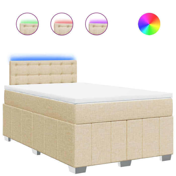 Pat box spring cu saltea, crem, 120x200 cm, textil - WALTI WALTI