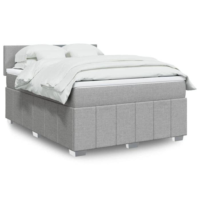 Pat box spring cu saltea, gri deschis, 140x190 cm, textil - WALTI WALTI