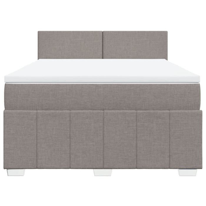 Pat box spring cu saltea, gri taupe, 140x200 cm, textil - WALTI WALTI