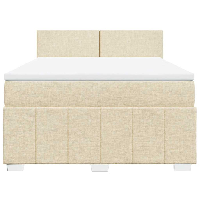 Pat box spring cu saltea, crem, 140x200 cm, textil - WALTI WALTI