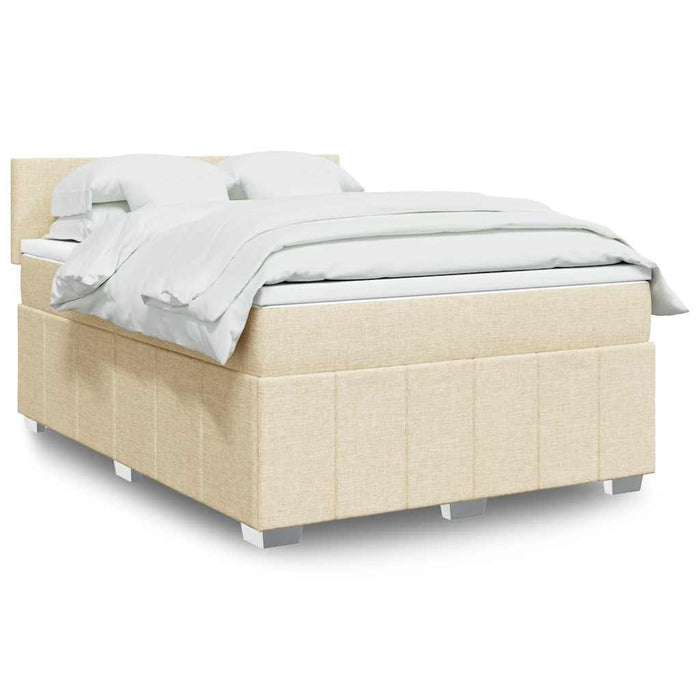 Pat box spring cu saltea, crem, 140x200 cm, textil - WALTI WALTI