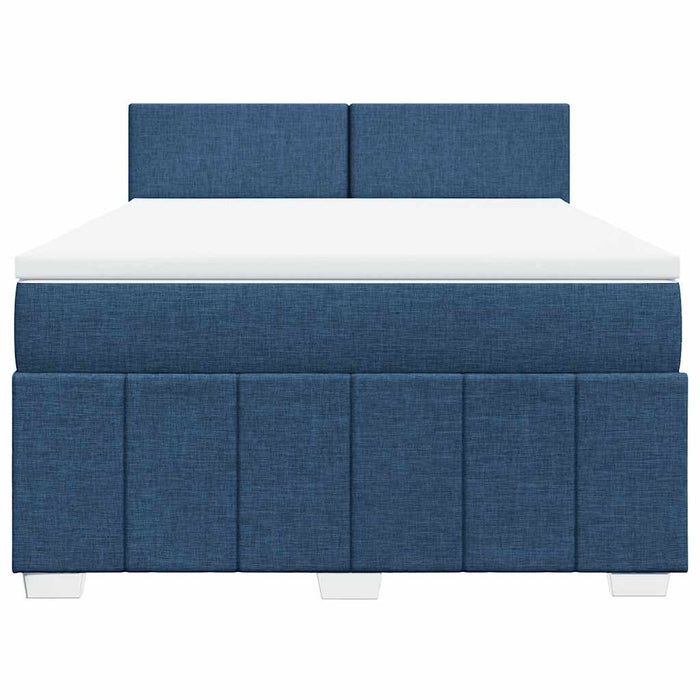 Pat box spring cu saltea, albastru, 140x200 cm, textil - WALTI WALTI