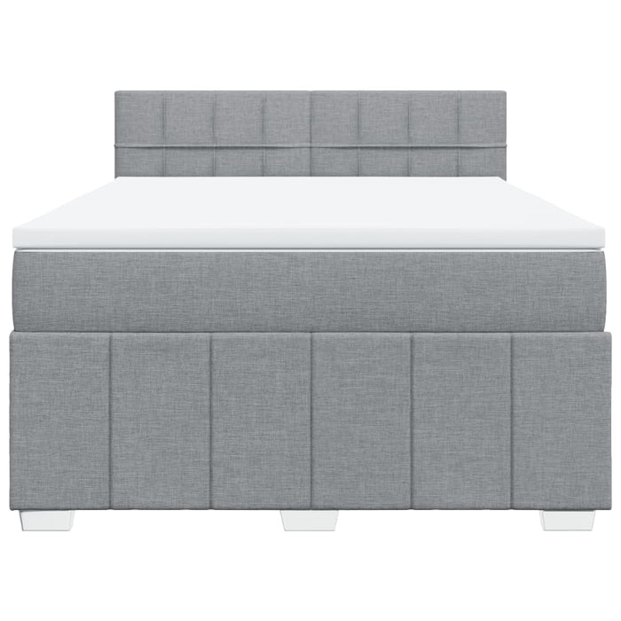 Pat box spring cu saltea, gri deschis, 140x190 cm, textil - WALTI WALTI