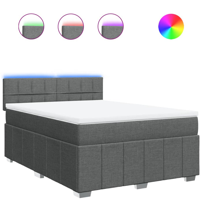Pat box spring cu saltea, gri închis, 140x190 cm, textil - WALTI WALTI
