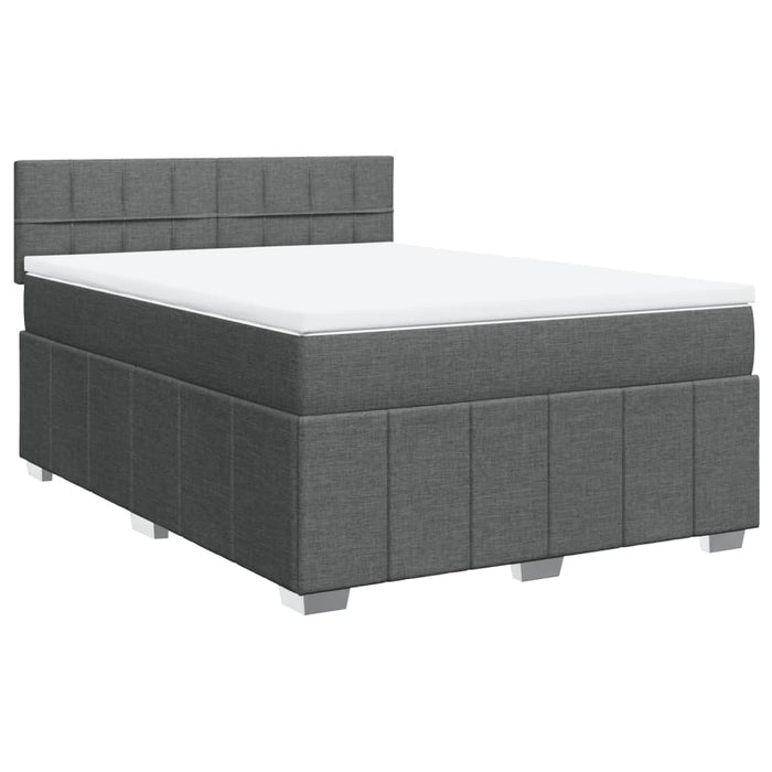 Pat box spring cu saltea, gri închis, 140x190 cm, textil - WALTI WALTI